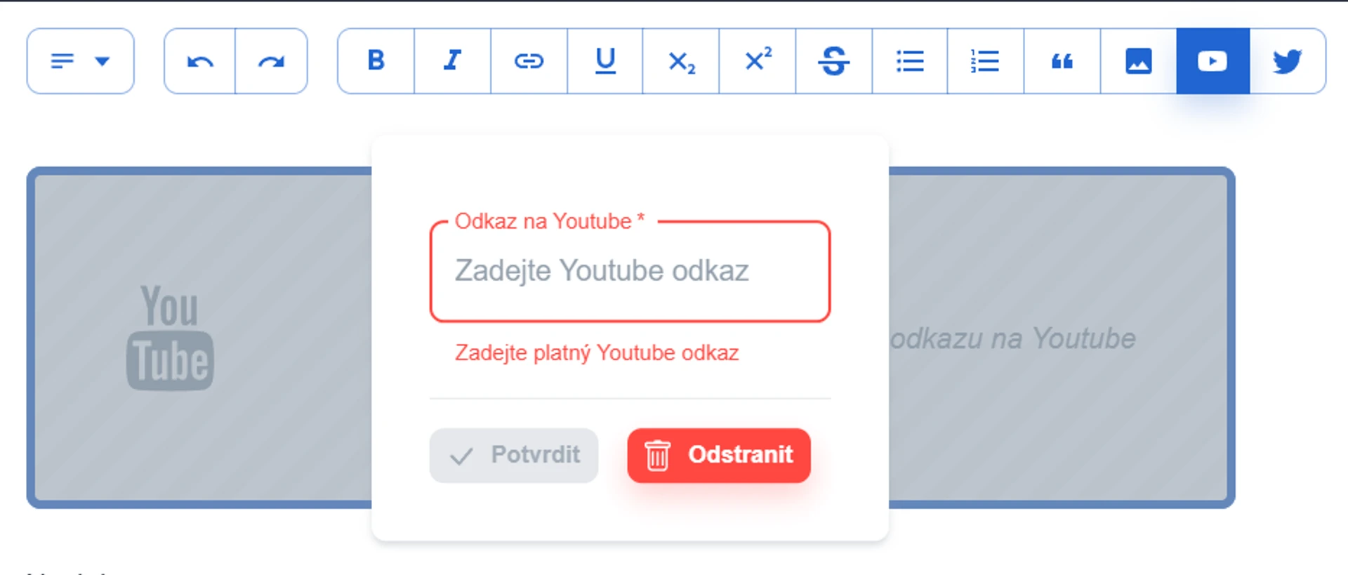 Vkládání Youtube do článku v CoolCMS