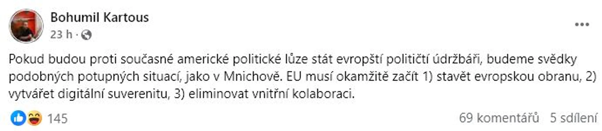 Výzva Bohumila Kartouse z 15.2.2025