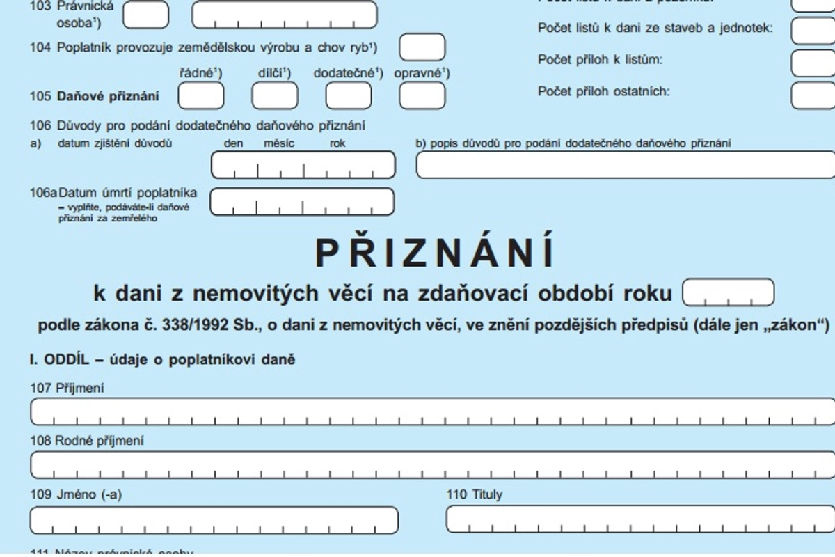 Novoroční novinky si vybírají daň. Tu za nemovitost musíte zaplatit do konce května