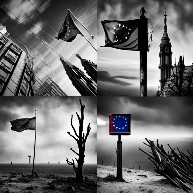 Znak EU nad smutnou krajinou