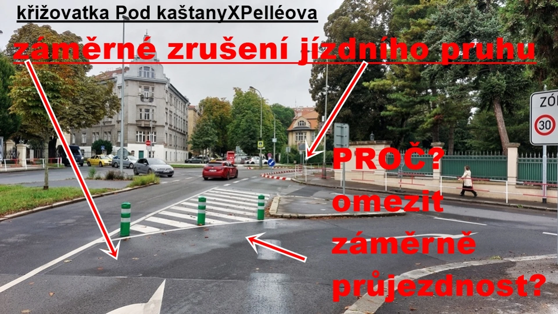 křižovatka Pelléova x Pod kaštany