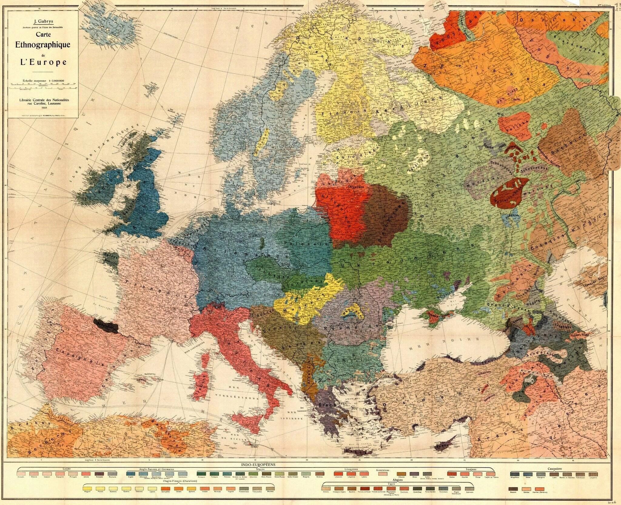 Etnická mapa Evropy 1918