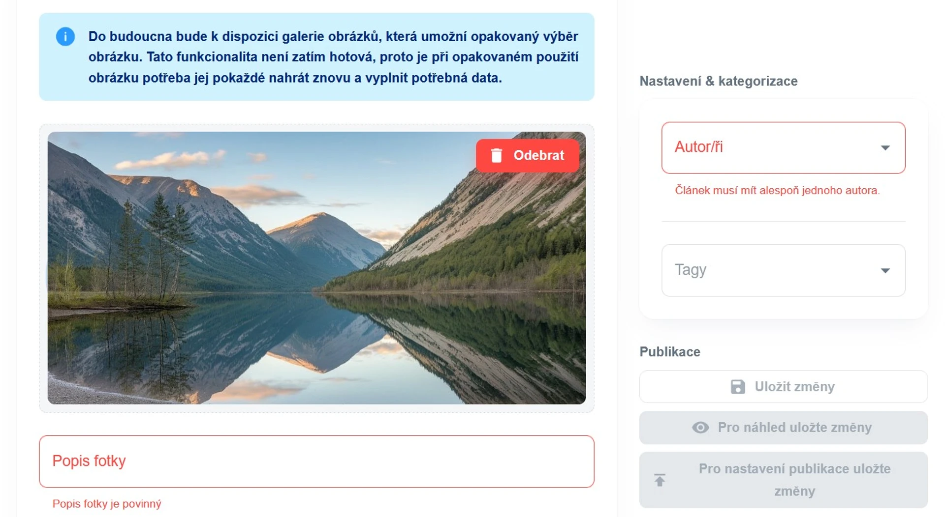 Vyplňte "Popis fotky"