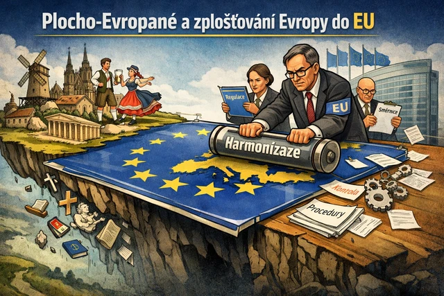 Plocho-Evropané a jejich zplošťování Evropy do EU