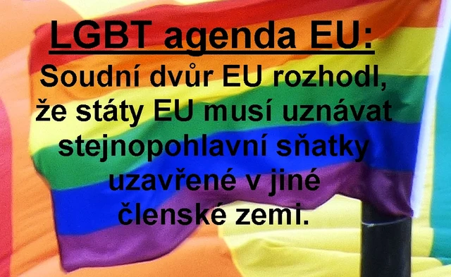 LGBT agenda EU: Státy musí uznávat manželství stejnopohlavních párů
